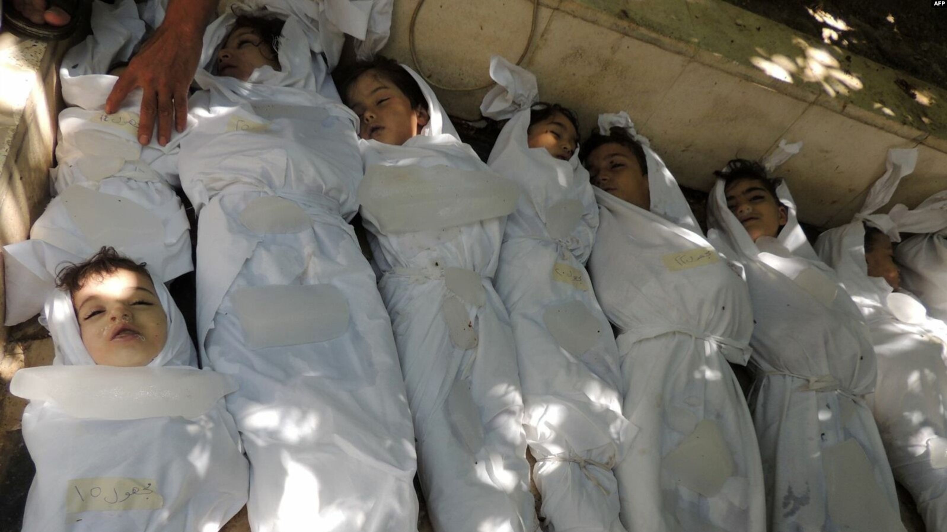 Syrian children killed in airstrike involving chemical weapons in Damascus suburbs