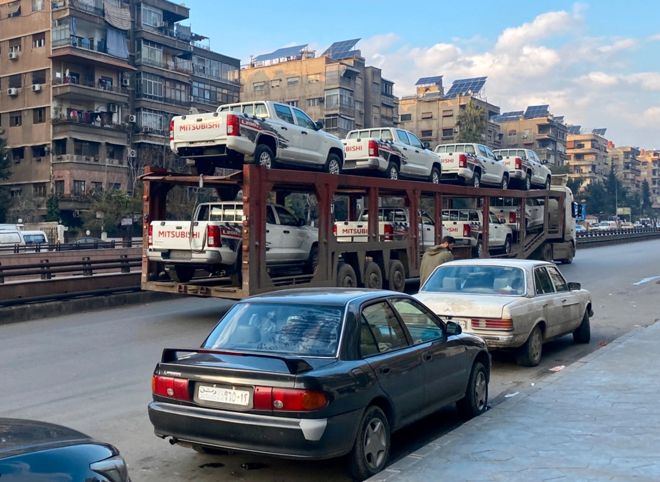 Syria revives trade ties. A shipment of Thailand-made Mitsubishi L200 pickup trucks. Imports resumed in January 2025 after a presidential decree allowed vehicles under 15 years old to be brought into the country.