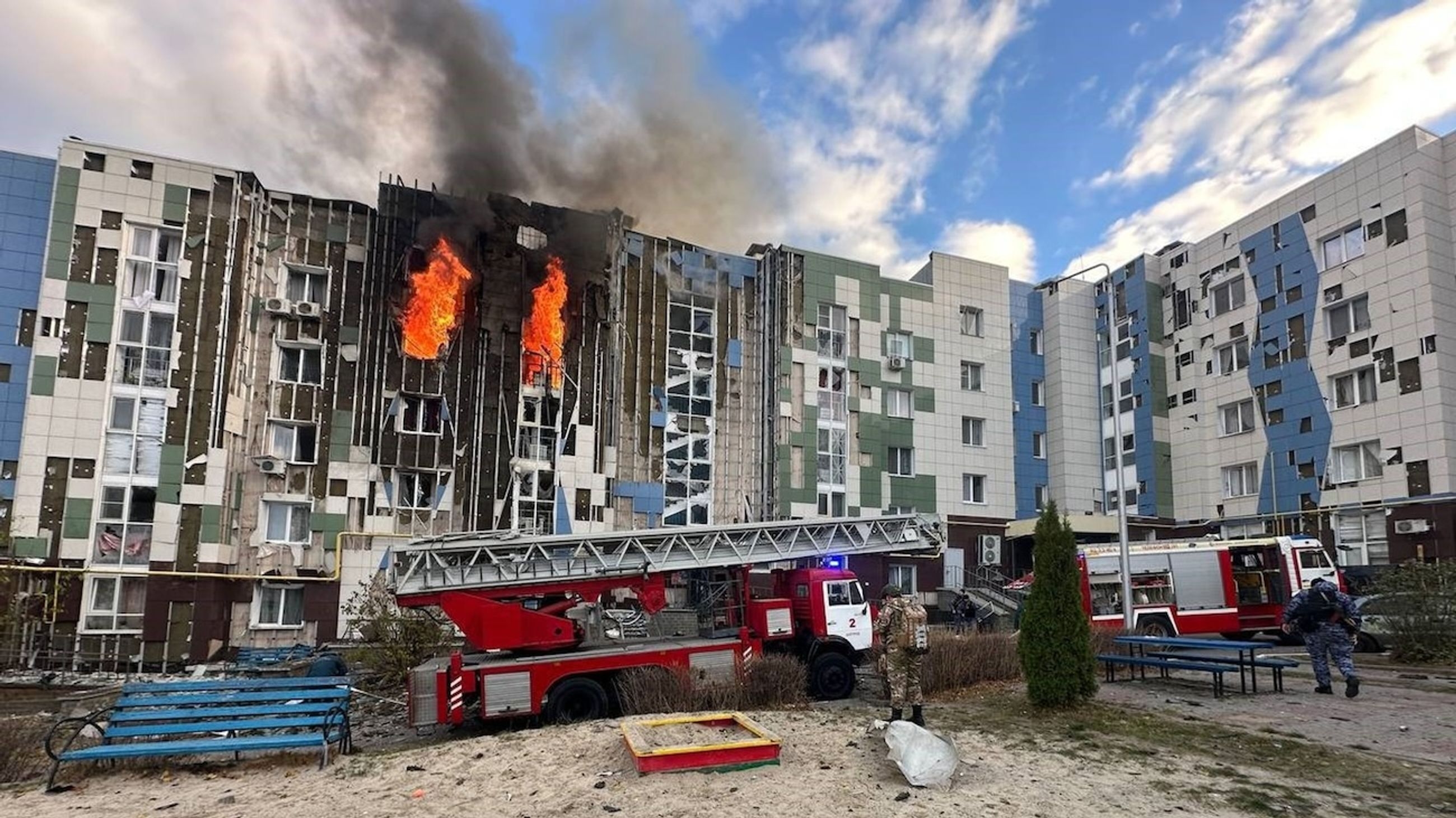 Bombed-out new apartment buildings in Belgorod
