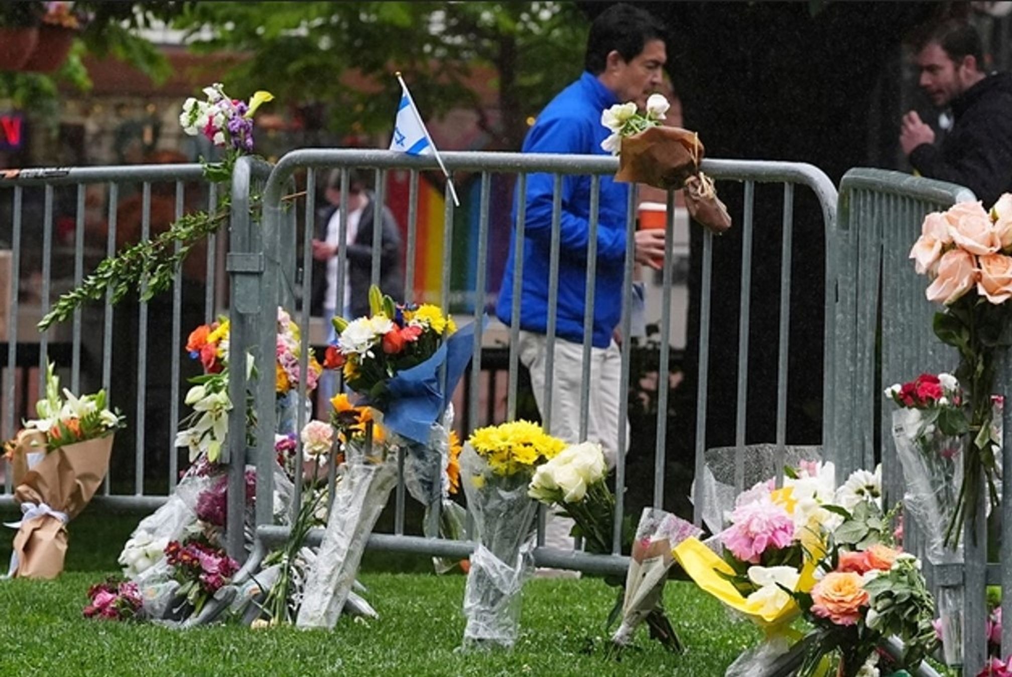 Flowers at the memorial to the victims of the attack on the “Run For Their Lives” rally.  Boulder, Colorado. June 2, 2025 