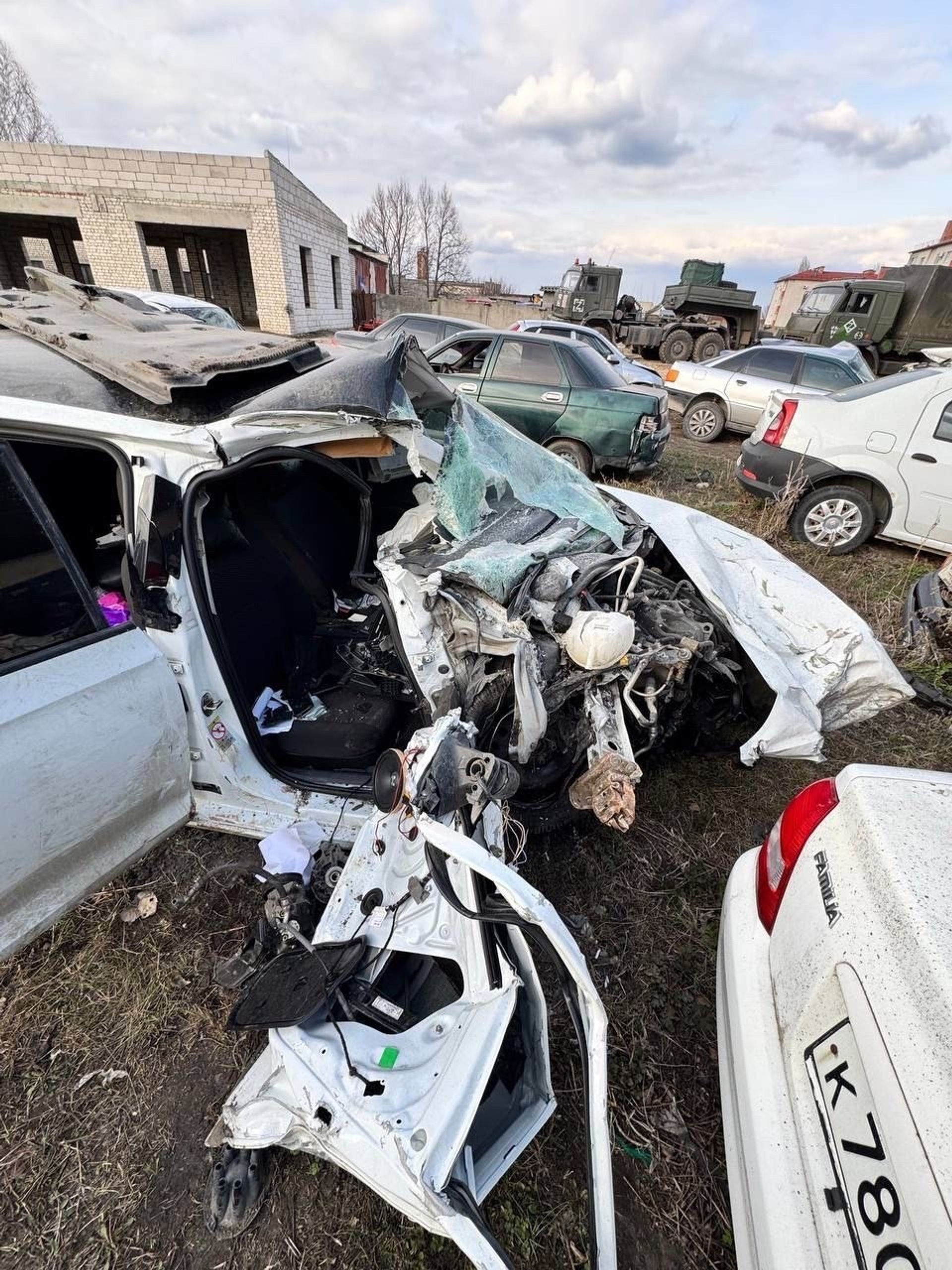 Ilya Yaroslavtsev’s car at the impound lot where it was taken after the accident