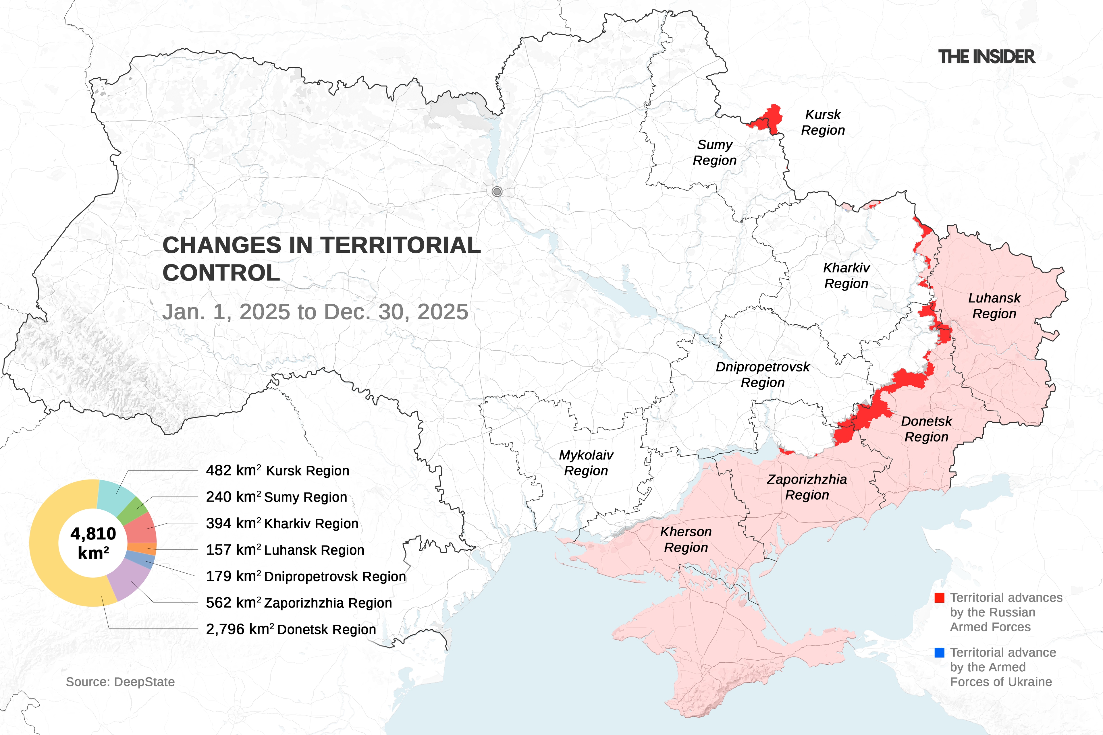 Territorial advancement of the Russian Armed Forces in 2025 relative to the territory of Ukraine as a whole