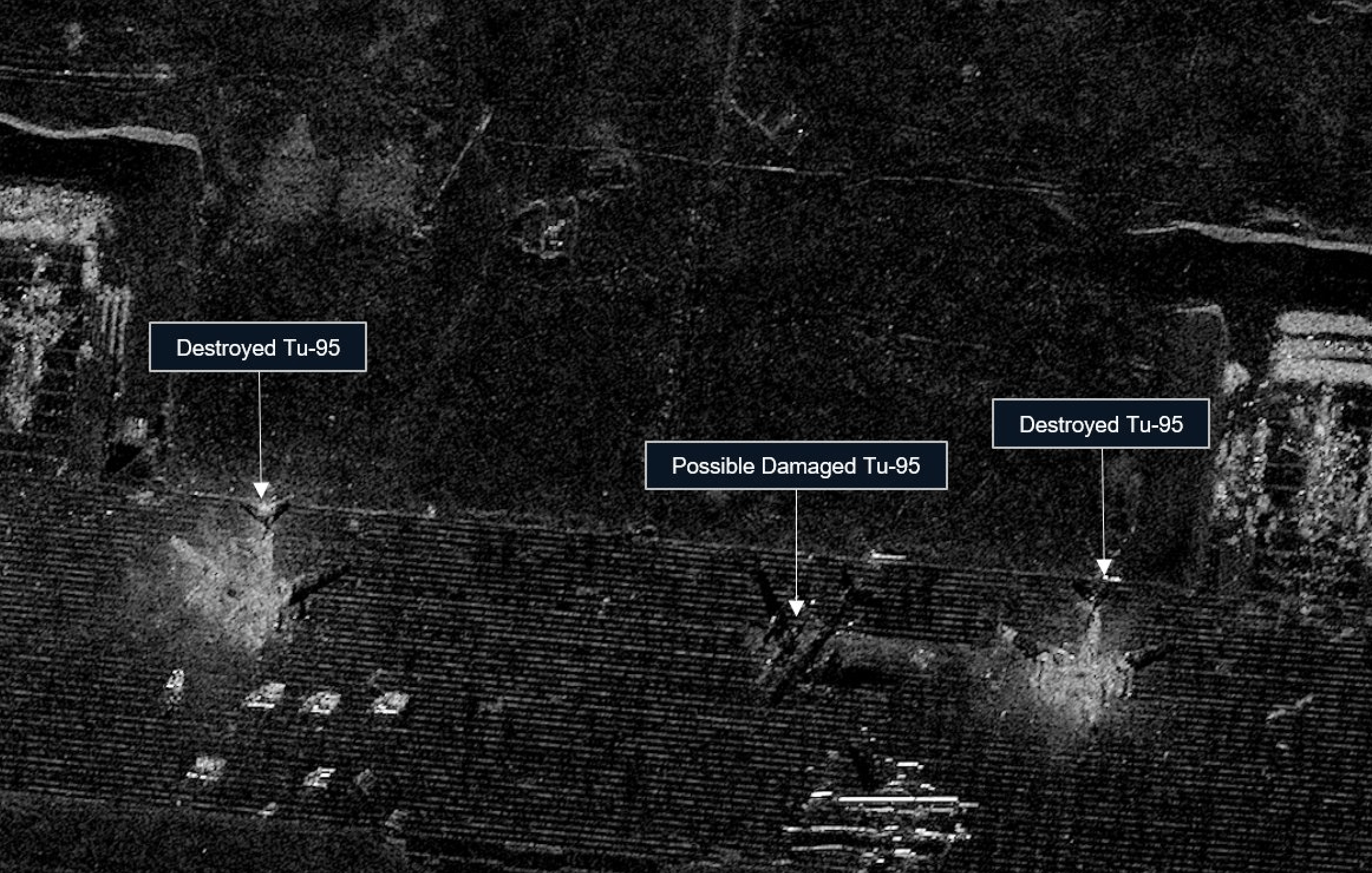 Screenshot of satellite images confirming Ukrainian strikes on Russia's Belaya long-range aviation air base with FPVs. Image: Chris Biggers (X: @CSBiggers)
