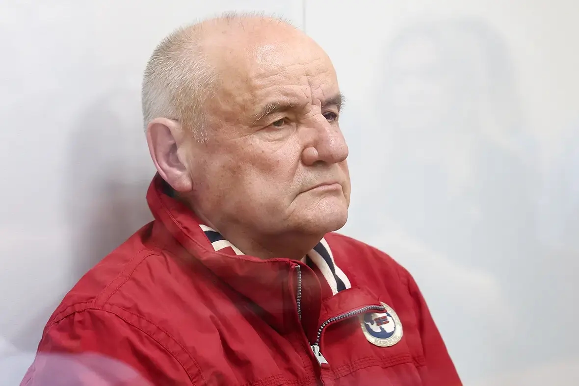 Russia's former deputy defense minister Pavel Popov during a court hearing. Photo: Sergei Bulkin / TASS