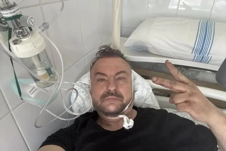 Beskrestnov in hospital after the attack. Photo: Serhii “Flash” Beskrestnov