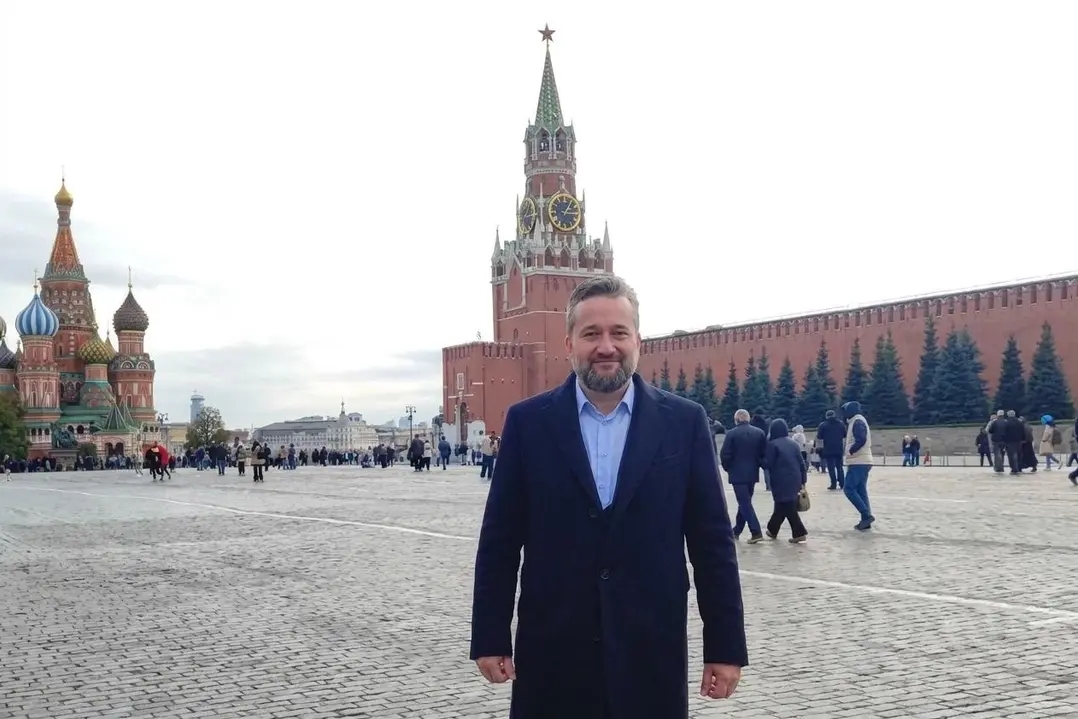 Slovakian MEP Ľuboš Blaha pictured on Red Square in Moscow