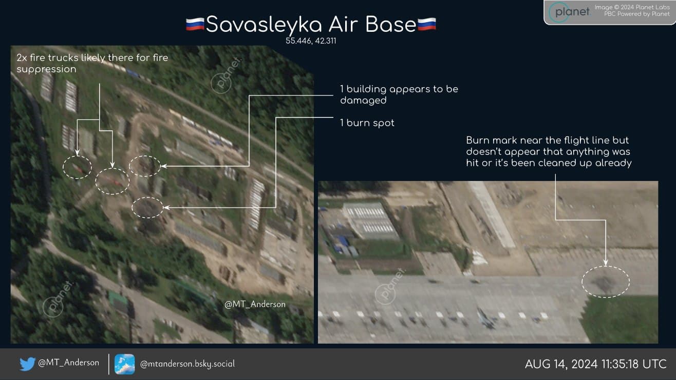 Последствия налета на военный аэродром Саваслейка