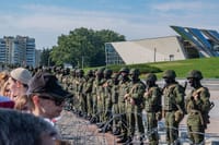 Government security forces at a protest rally against Lukashenko on Aug. 30, 2020, in Minsk, Belarus.