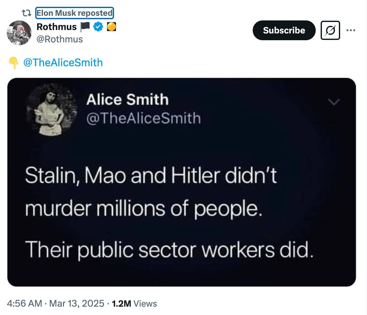 Amid ongoing Nazi controversy, Elon Musk retweets post claiming “Hitler didn’t murder millions of people, public sector workers did” 