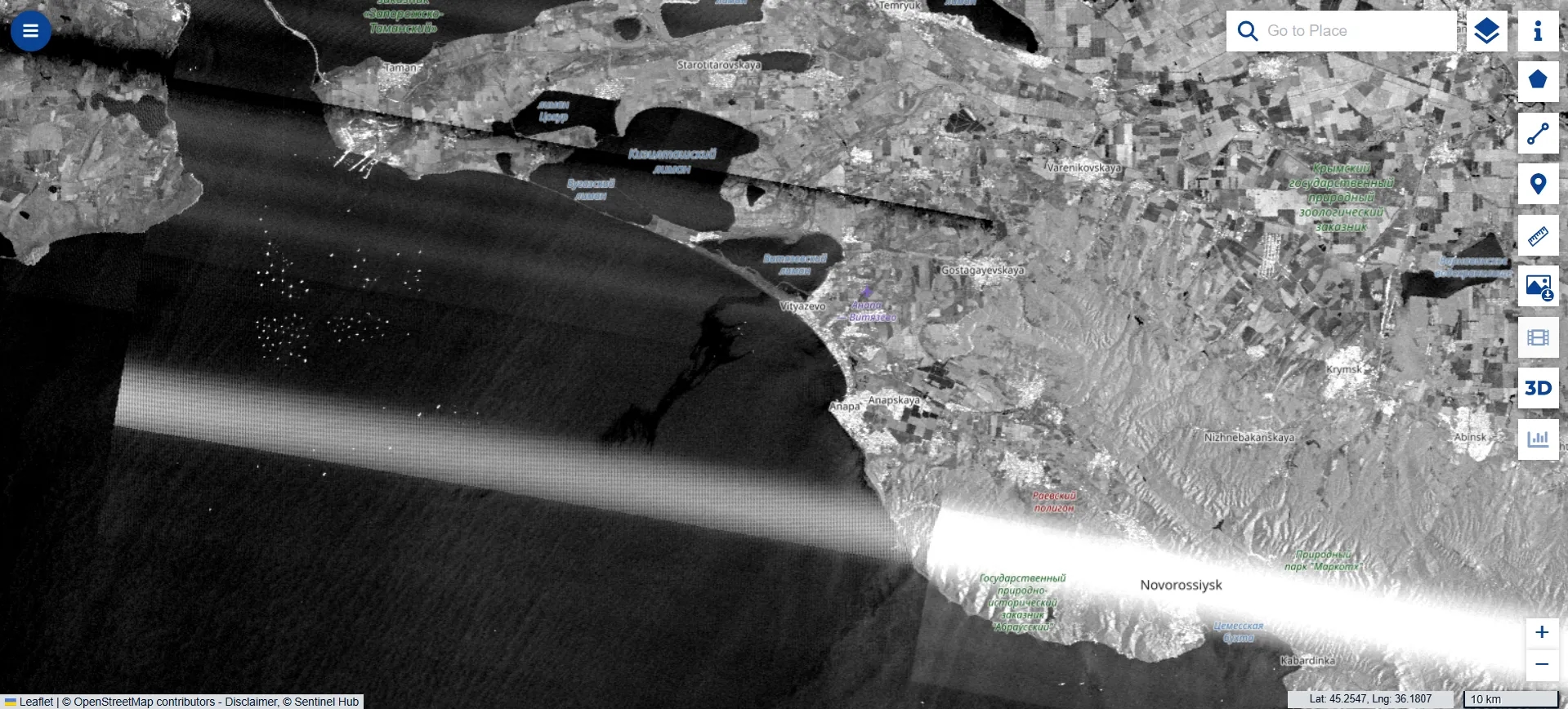 Oil slick in the Black Sea, April 12, 2026 / Sentinel-1 satellite data