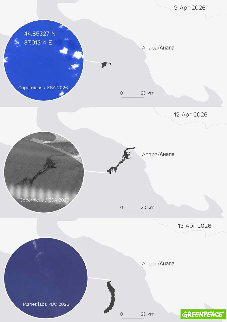Satellite imagery of the new oil slick in the Black Sea