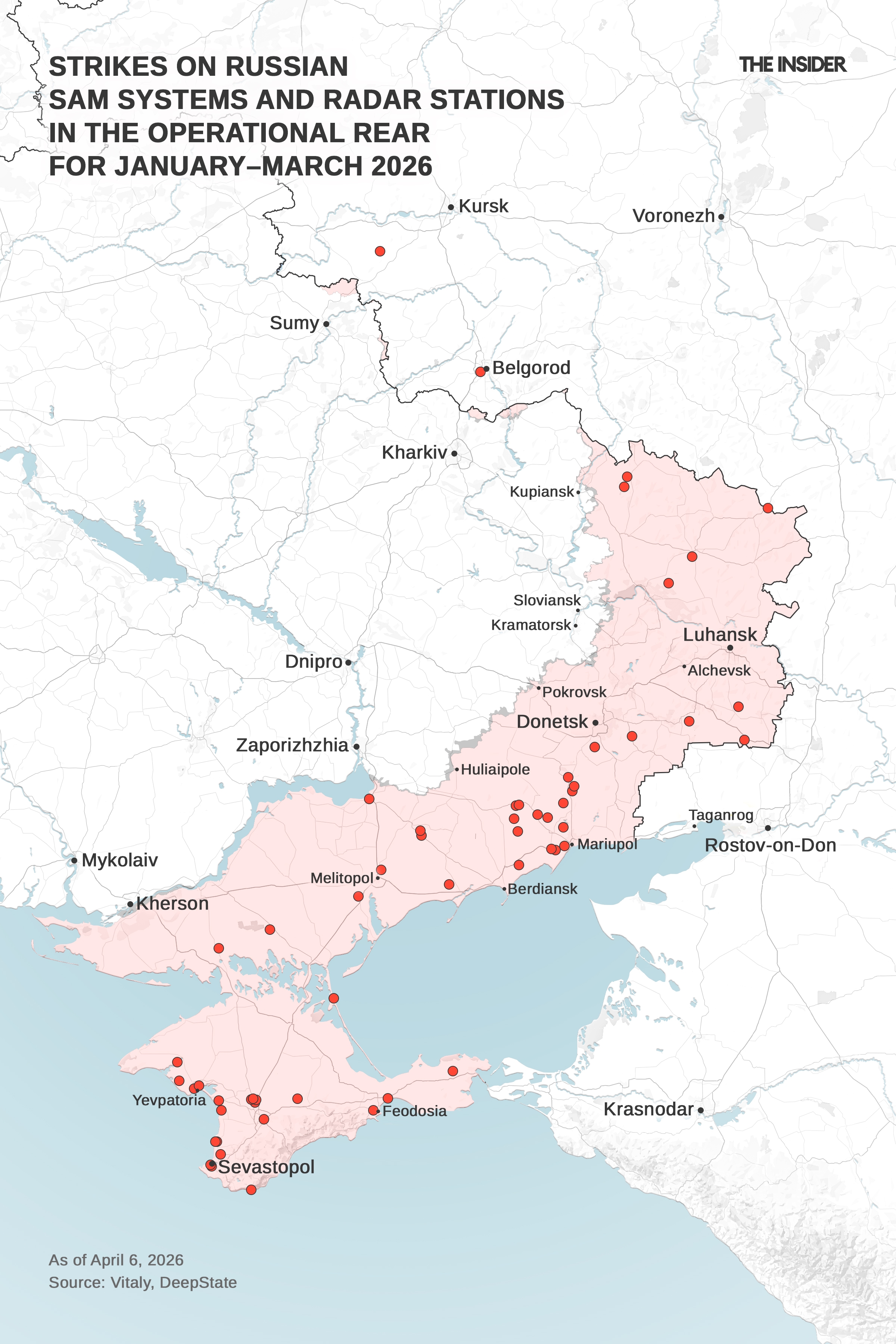 Strikes on Russian SAM systems and radar stations in the operational rear for January–March 2026