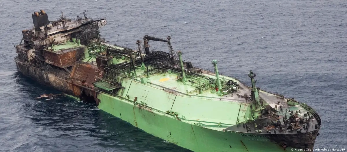 The Russian tanker Arctic Metagaz drifting in the Mediterranean Sea