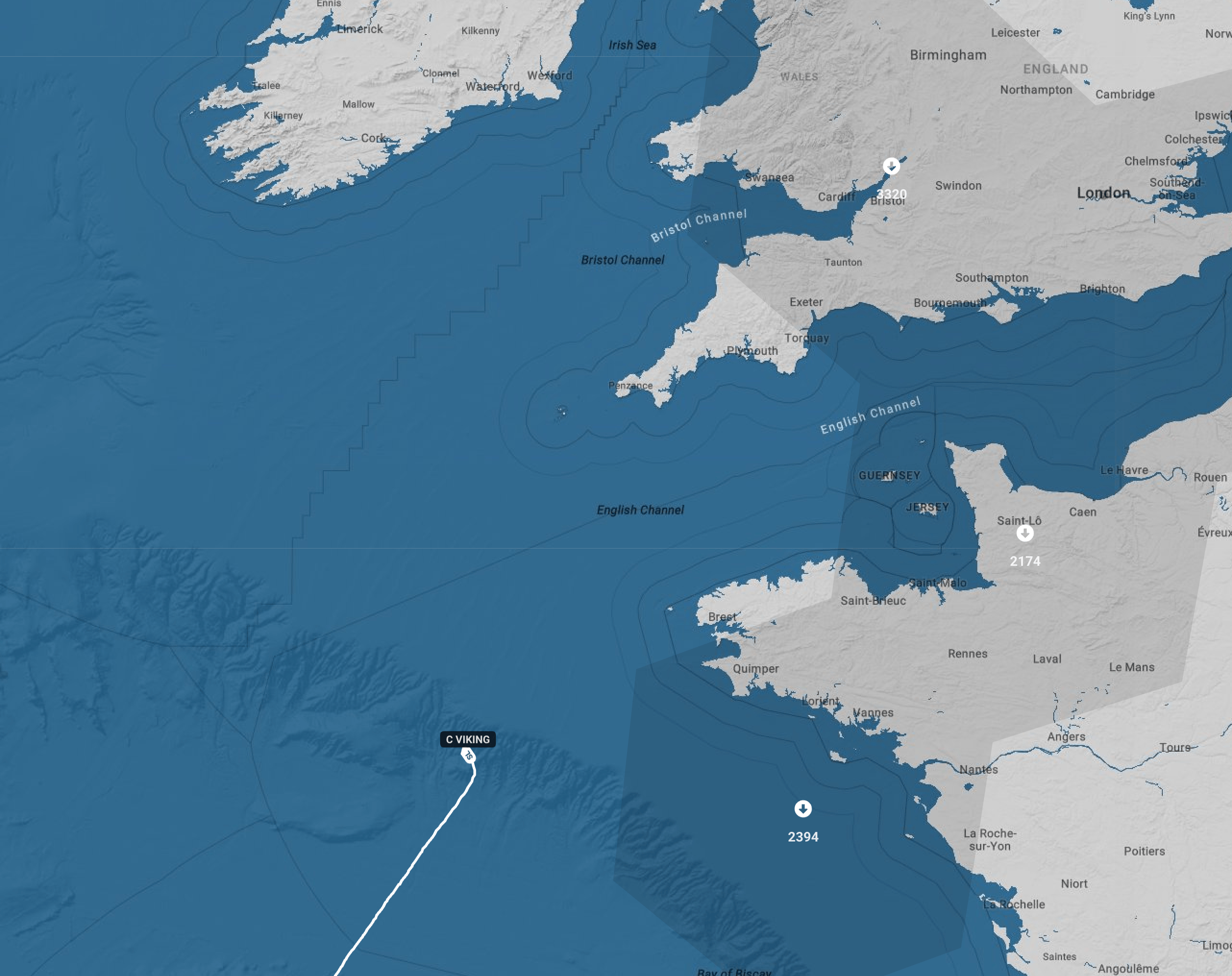 The route of the Sierra Leone-flagged C VIKING after the Smyrtos was detained on June 14, 2026