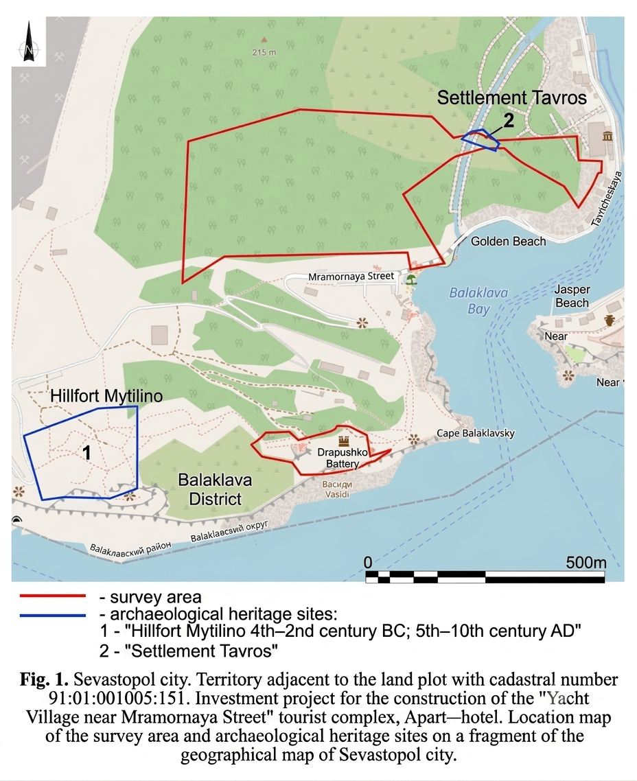 The Tavros Settlement site, which cannot be preserved, is marked as number 2