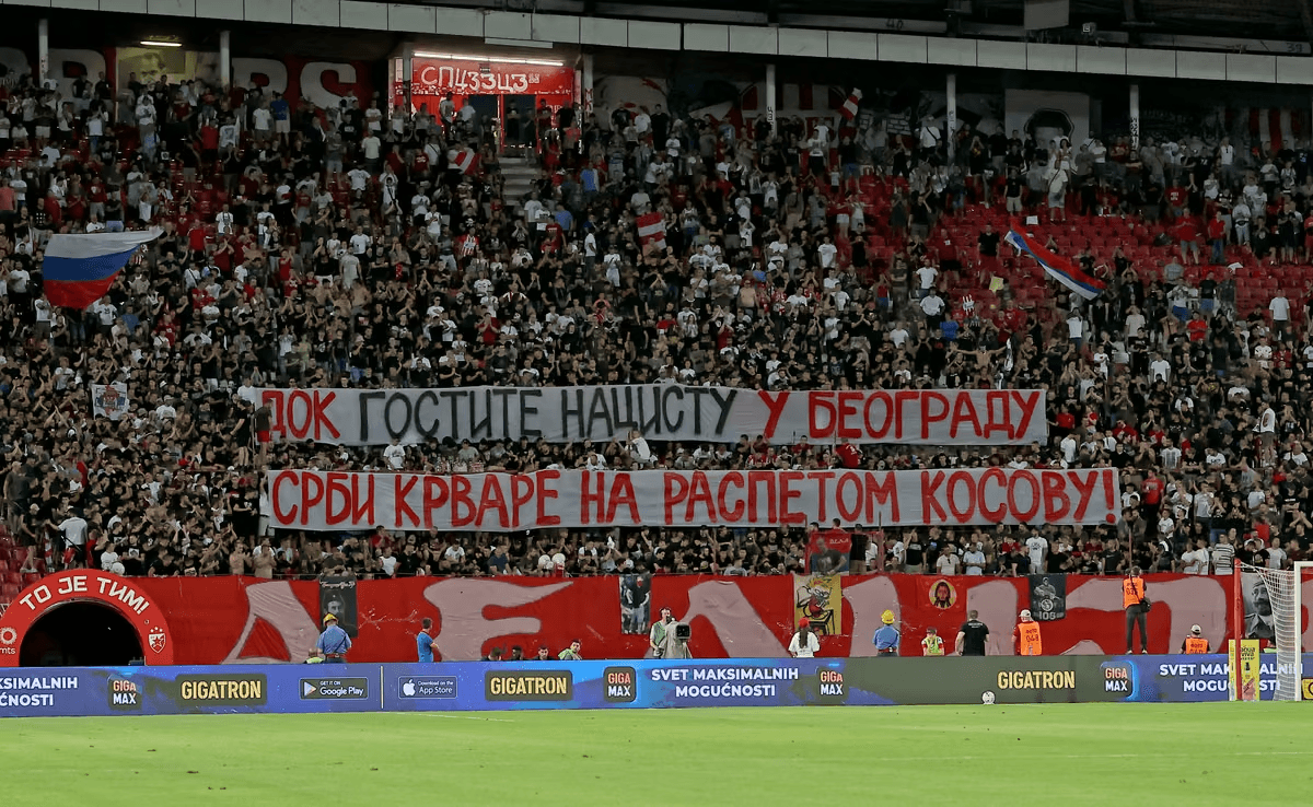On the day of Zelensky's visit to the Serbian capital, Red Star Belgrade's fans displayed a banner reading: “While you are hosting a Nazi in Belgrade, Serbs are bleeding in crucified Kosovo!”
