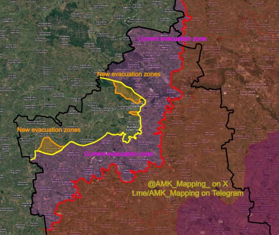 Зоны эвакуации в Донецкой области