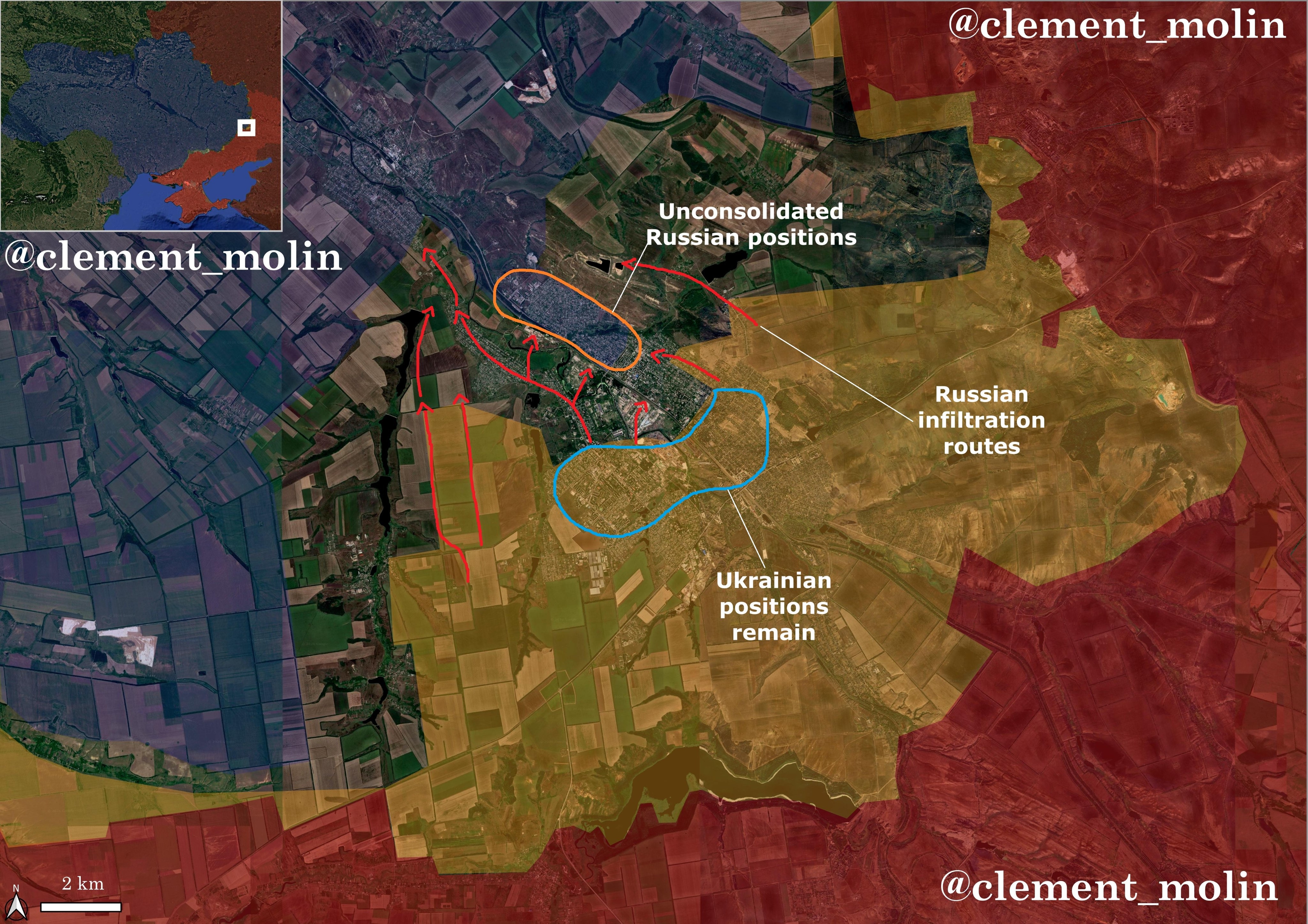 Ситуация в районе Константиновки по версии OSINT-исследователя Клемана Молена