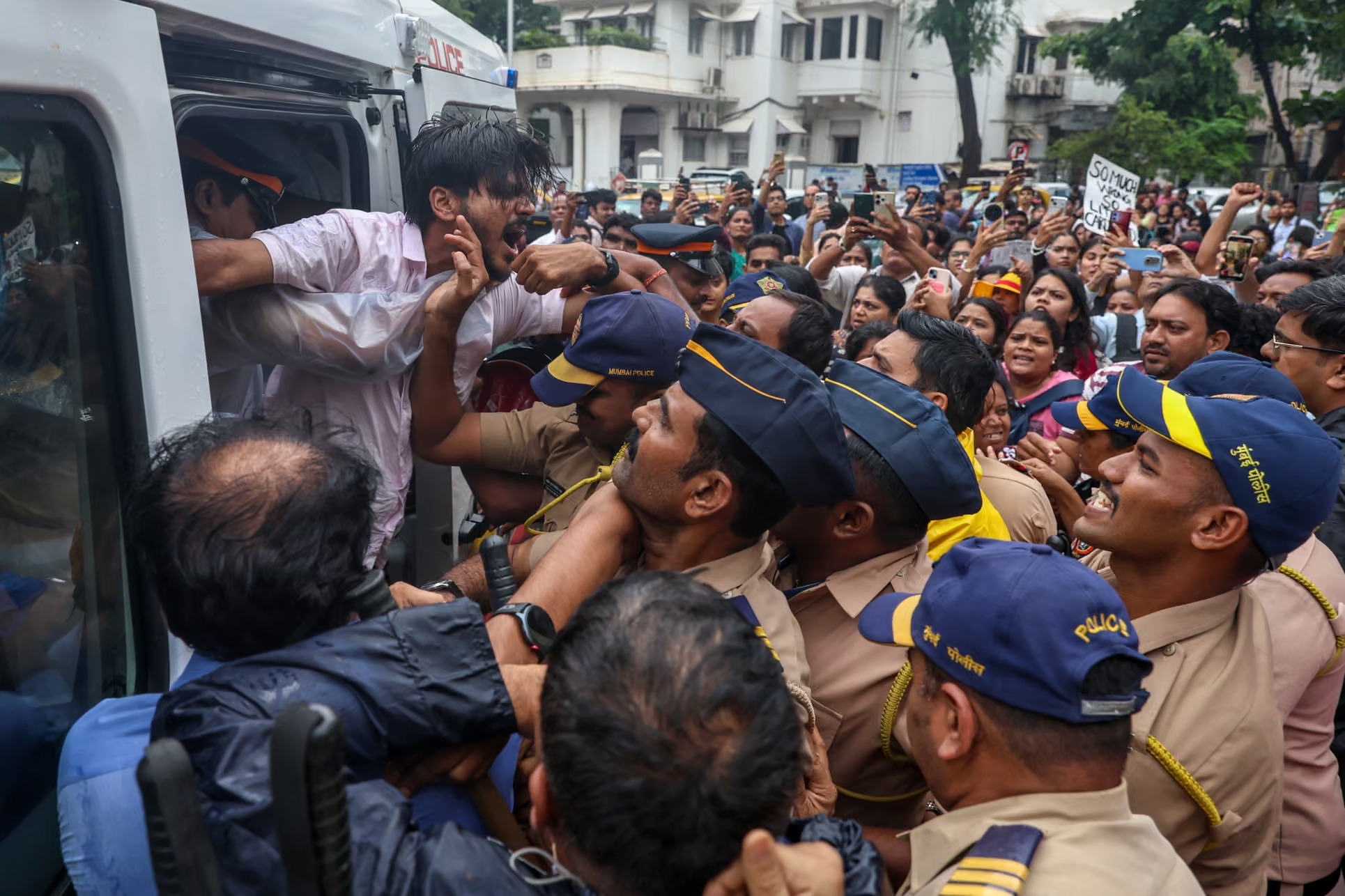 Clashes with police in Mumbai