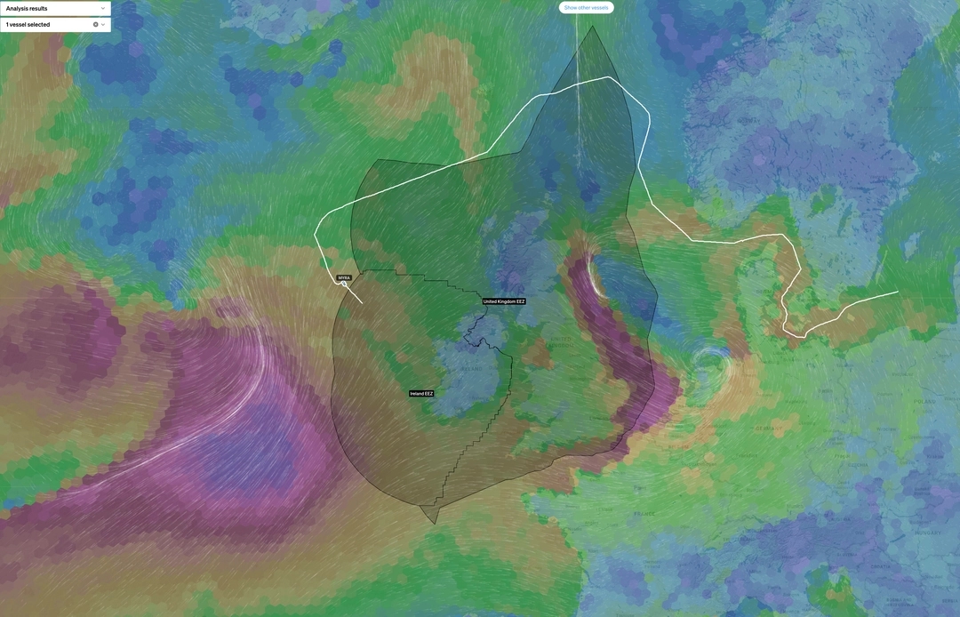 Weather conditions in the North Atlantic at 4:20 p.m. on Oct. 24