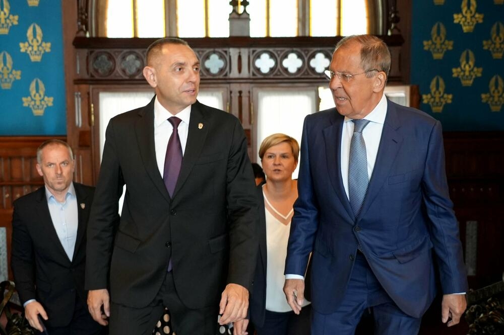 Александр Вулин и глава МИД России Сергей Лавров в Доме приемов российского министерства иностранных дел в Москве