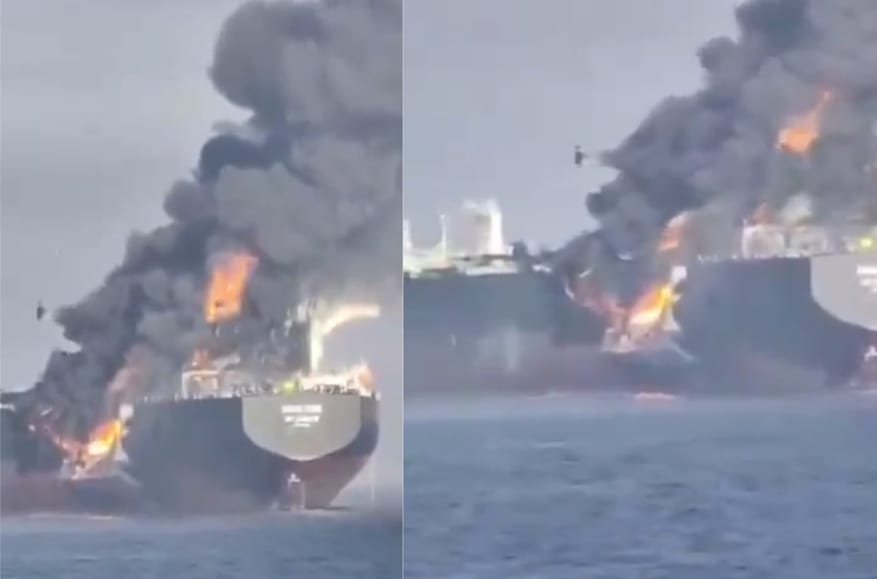 Tanker collision near the Strait of Hormuz involved a ship Ukraine designated as member of Russia’s “shadow fleet”