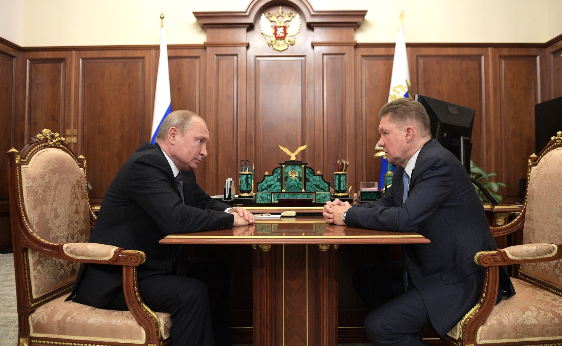 Фото: рабочая встреча главы «Газпрома» Алексея Миллера и Владимира Путина / «Газпром»