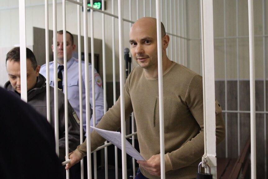 Andrei Pivovarov in court on May 5, 2022. Photo: RFE/RL