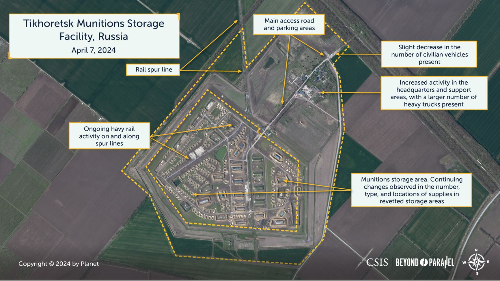 База хранения боеприпасов под Тихорецком, апрель 2024 года