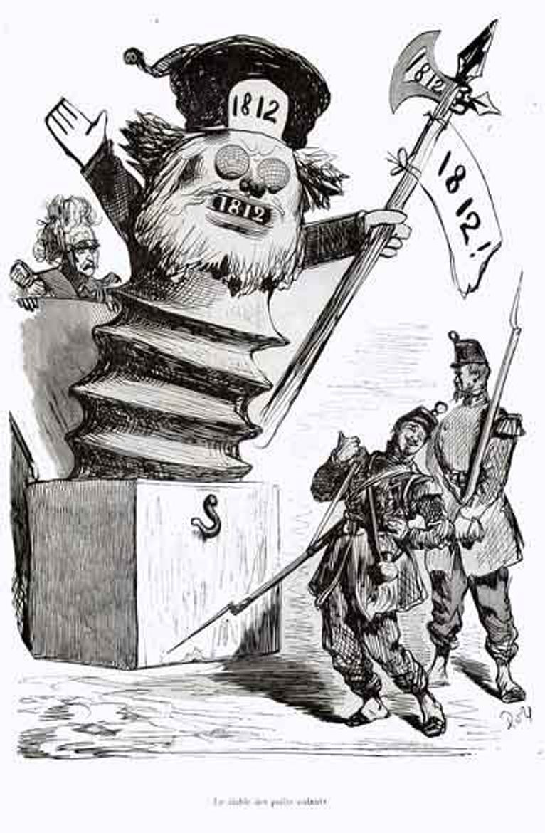 Лозунг «можем повторить» существовал и в XIX веке — но касался 1812 года. Французская карикатура
