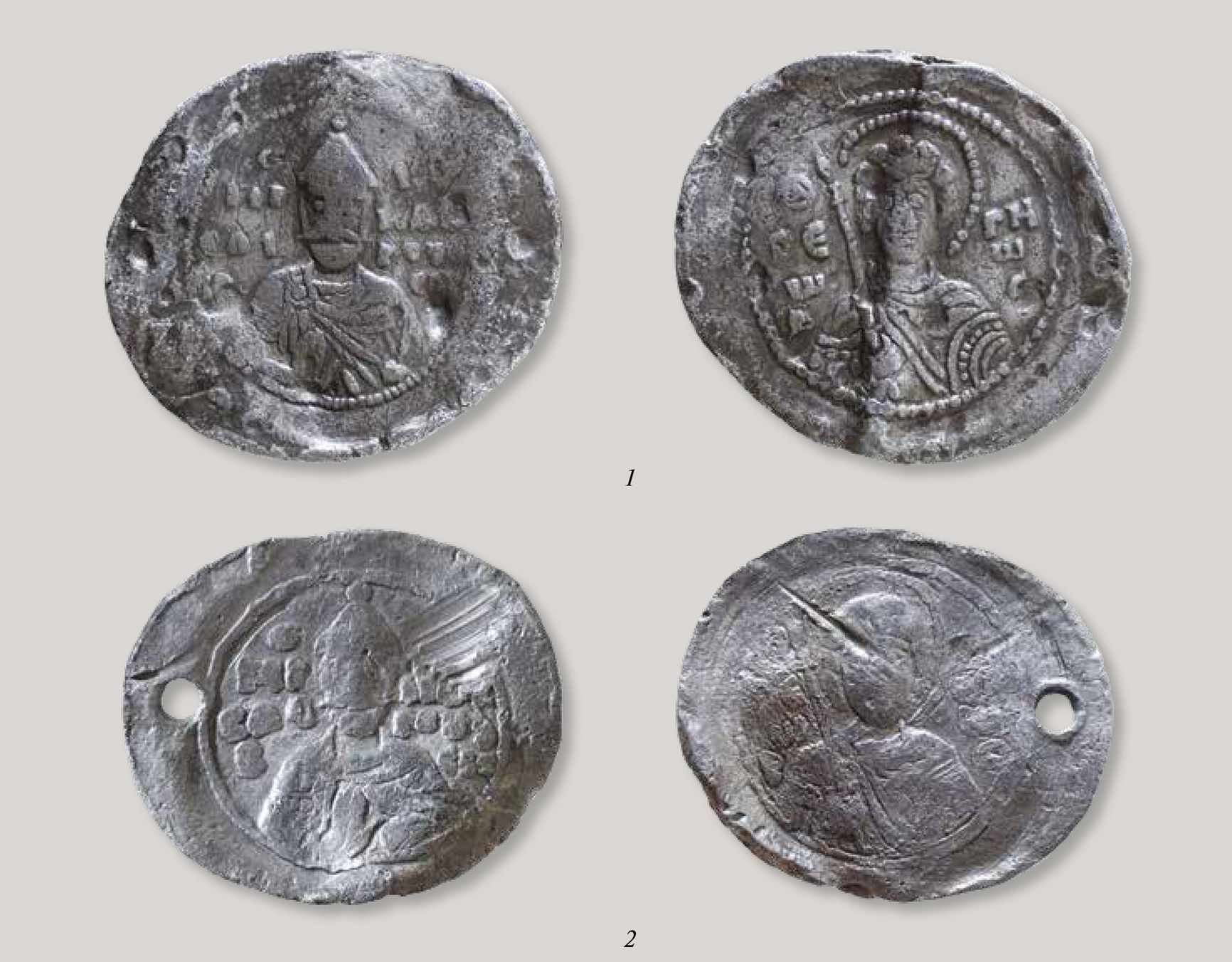 Более поздние печати князя Ярослава Мудрого. Сверху: находка 1994 года, Великий Новгород. Снизу: находка 2008 года, Киевская область