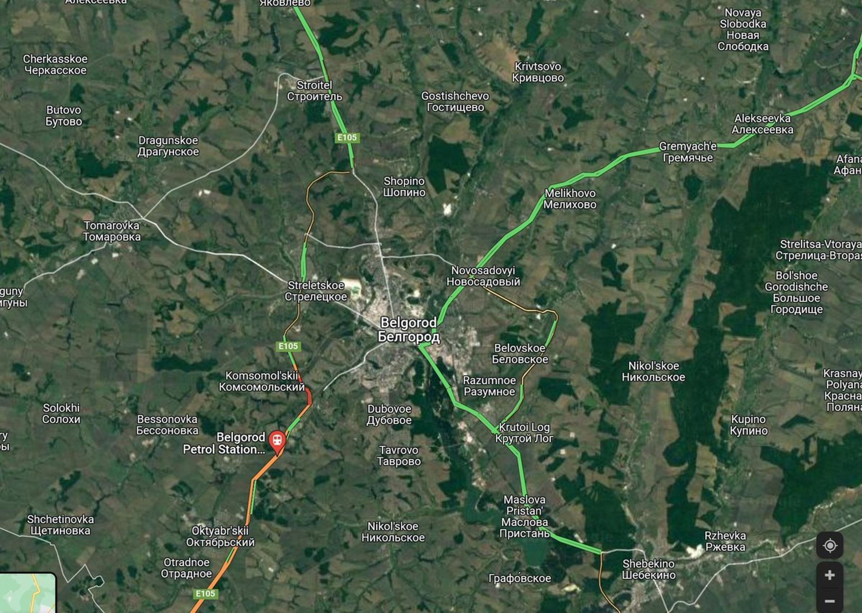 Traffic jam on the Russian-Ukrainian border on the night of February 24. Image from Dr. Jeffrey Lewis's Twitter account