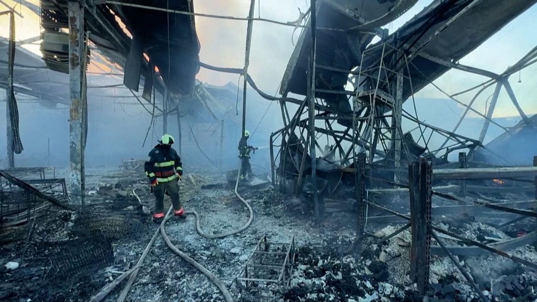 The ruins of the Epicenter shopping mall in Kharkiv in the aftermath of the Russian air strike on May 25