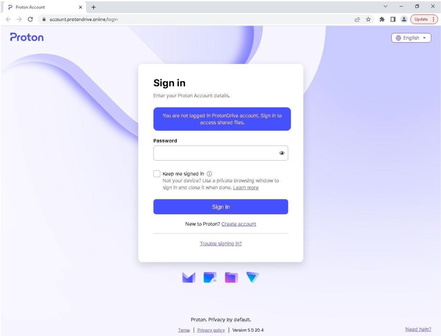 Фальшивая форма аутентификации после перехода по ссылке Sign in