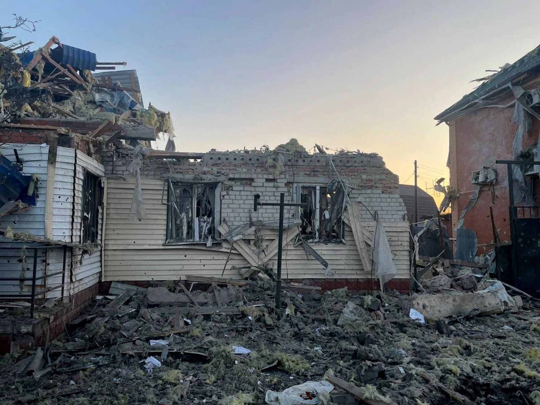 Destroyed houses in Kursk Region