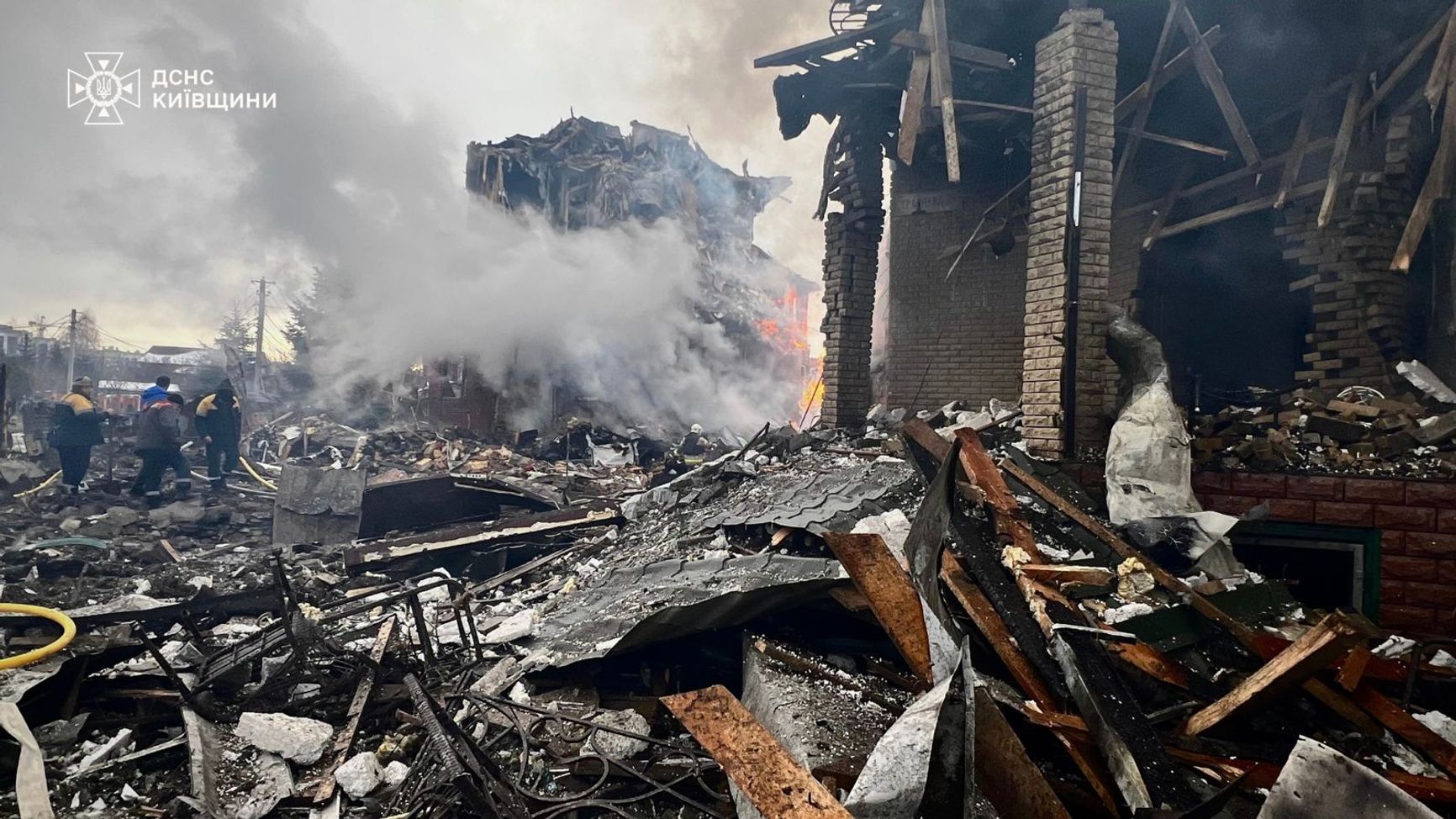 Последствия российского налета на Киевскую область в ночь на 22 февраля 2026 года