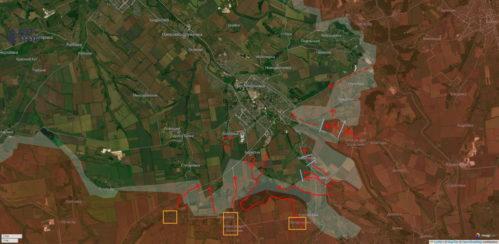 Ситуация в районе Константиновки по версии исследователя под ником Playfra