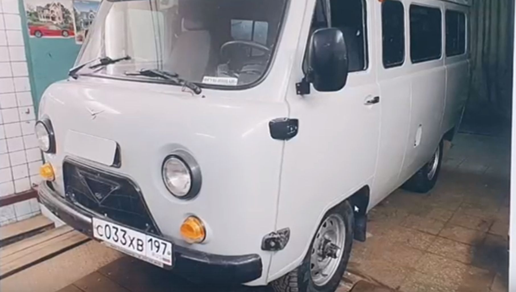 A UAZ vehicle provided by Roscosmos to the motorcycle club platoon