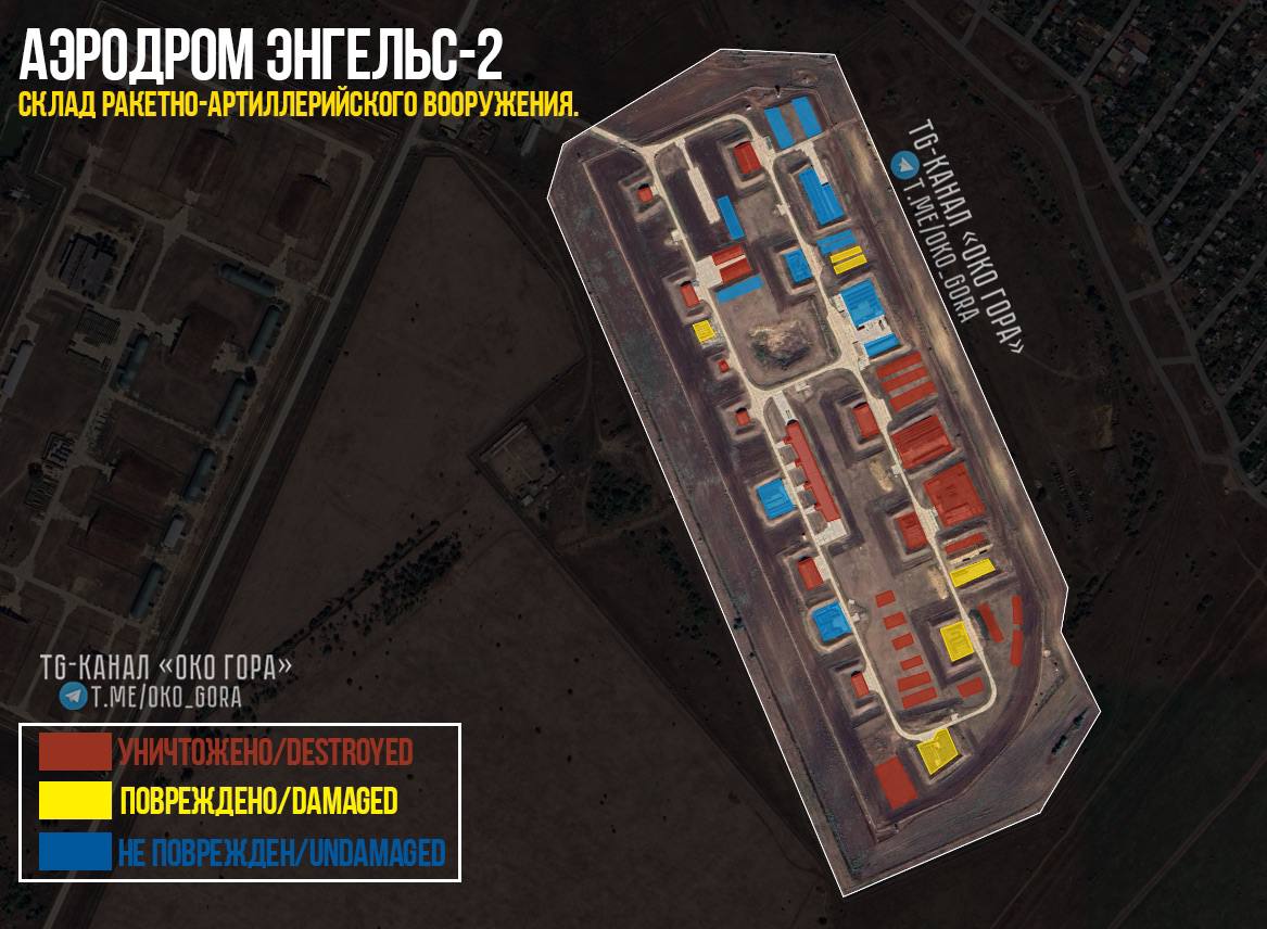 Оценка последствий налета на склады авиационного вооружения на военном аэродроме Энгельс-2