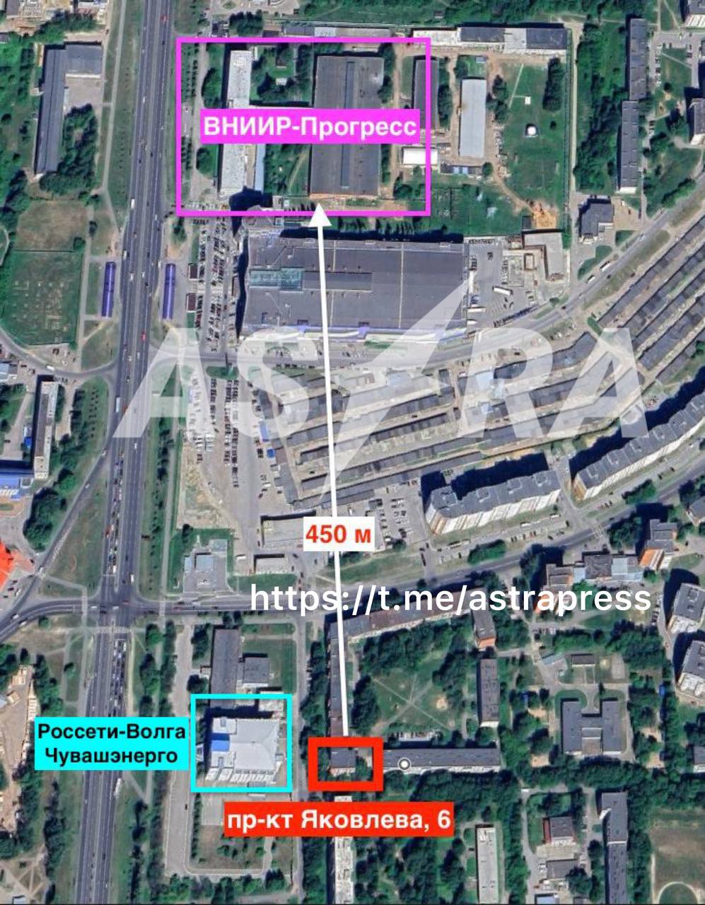 Геолокация места попадания БПЛА в Чебоксарах