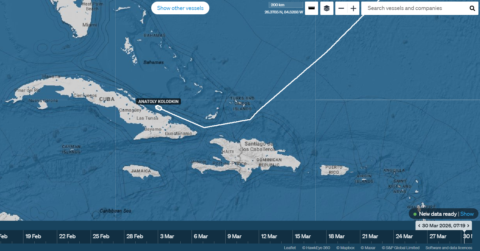 Маршрут танкера «Анатолий Колодкин»