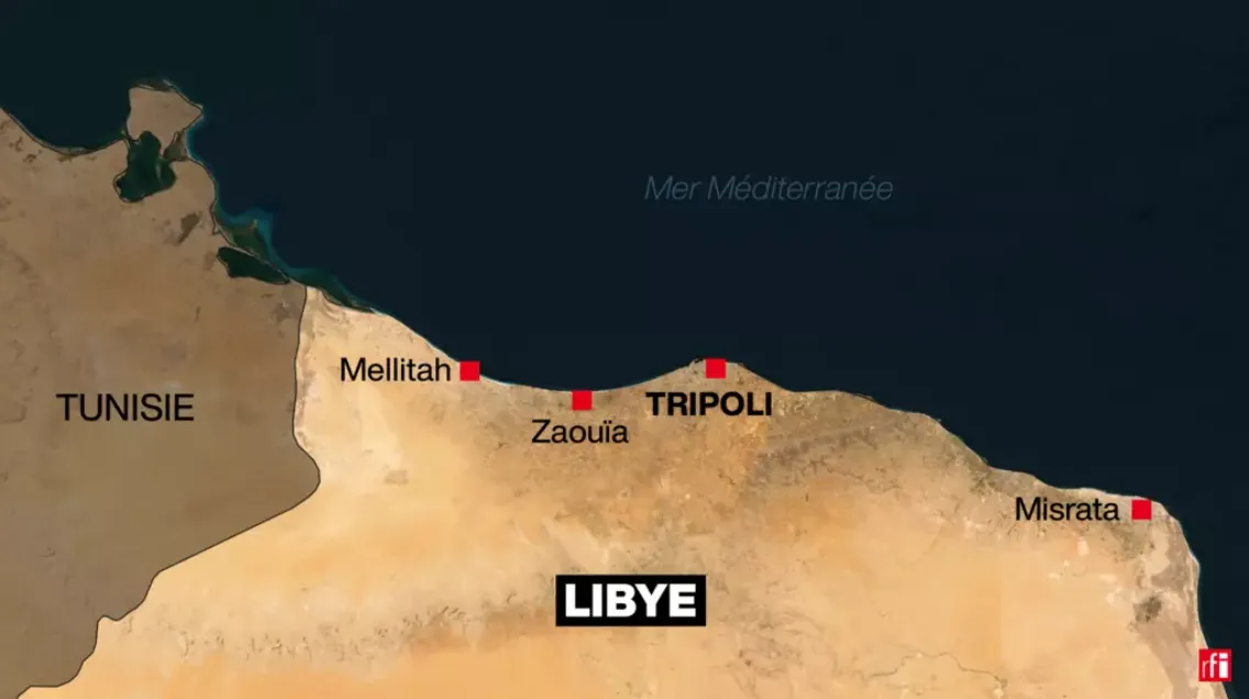 Map showing the locations of Ukrainian bases in Libya