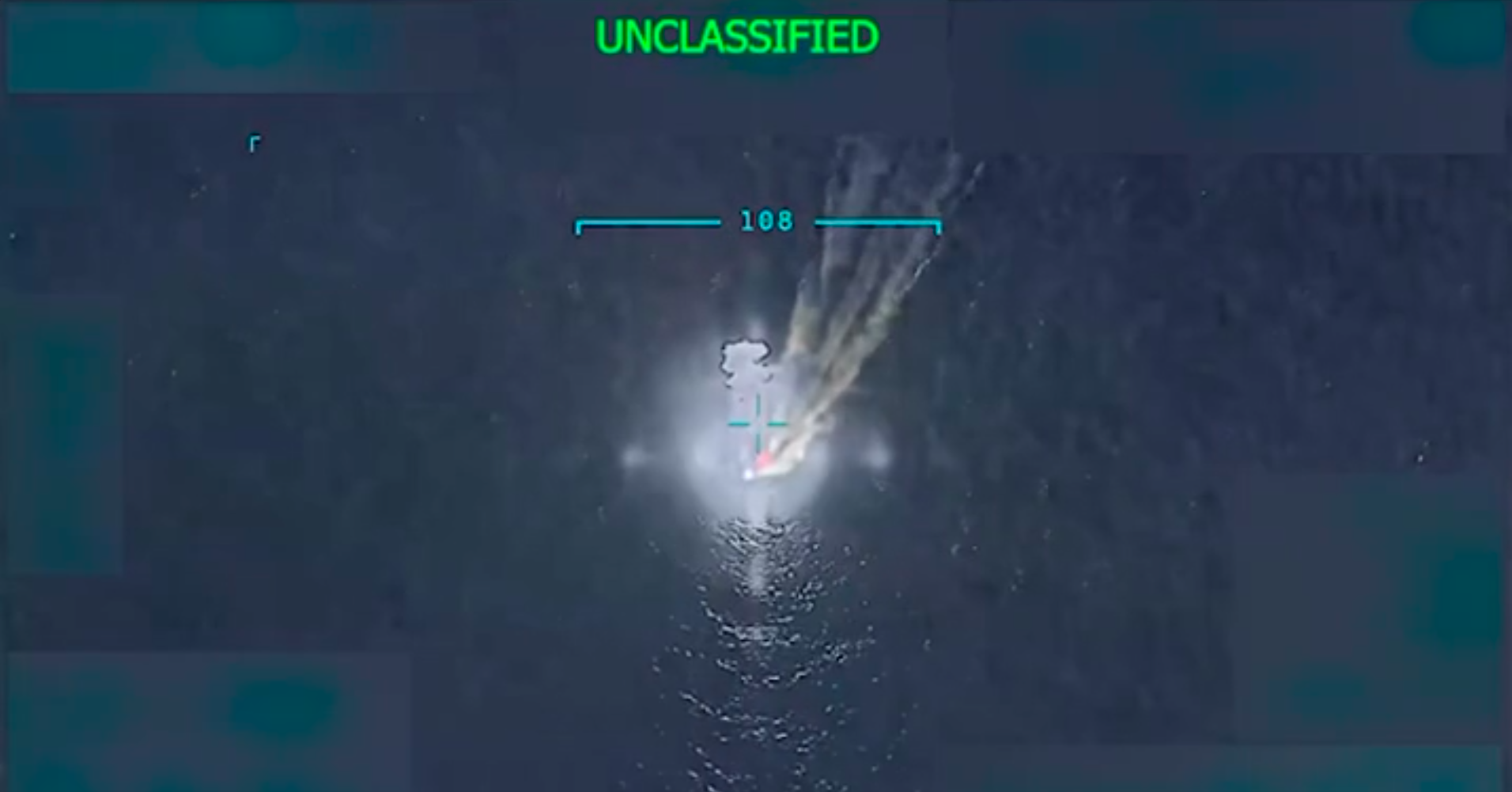 Скриншот видео удара военных США по «наркотеррористам». Источник: страница Дональда Трампа в Truth social