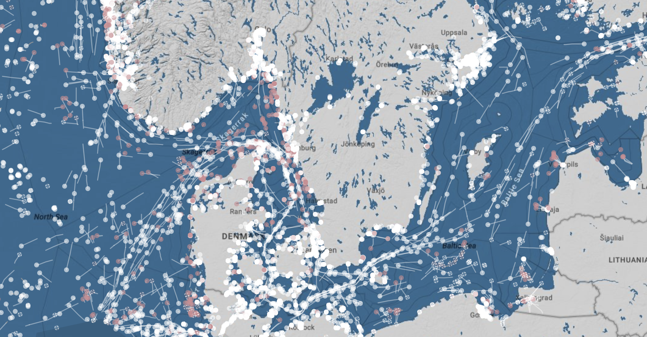 Ship movements in the Danish Straits, Oct. 7, 2025. Map: Starboard Maritime Intelligence