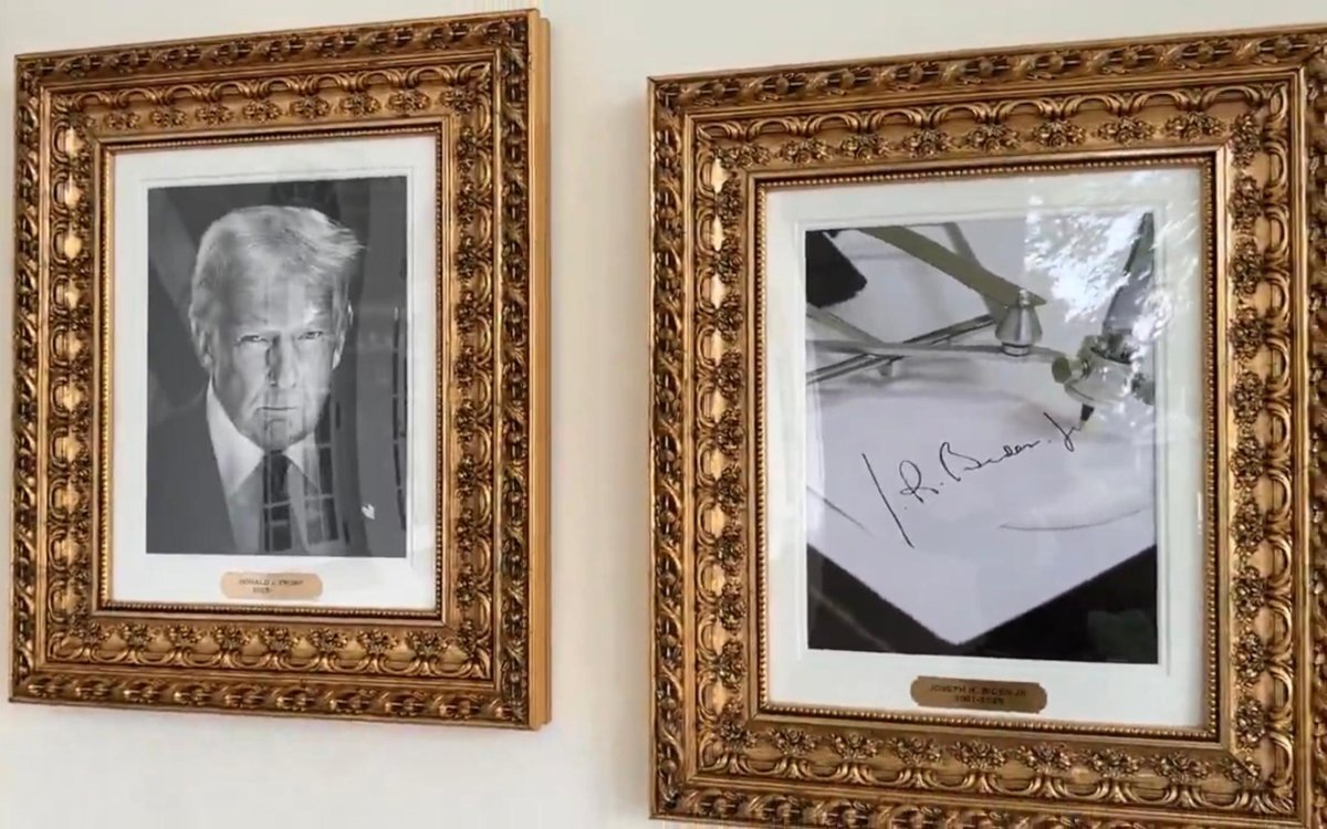 Фото автопера вместо портрета Джо Байдена в Белом доме