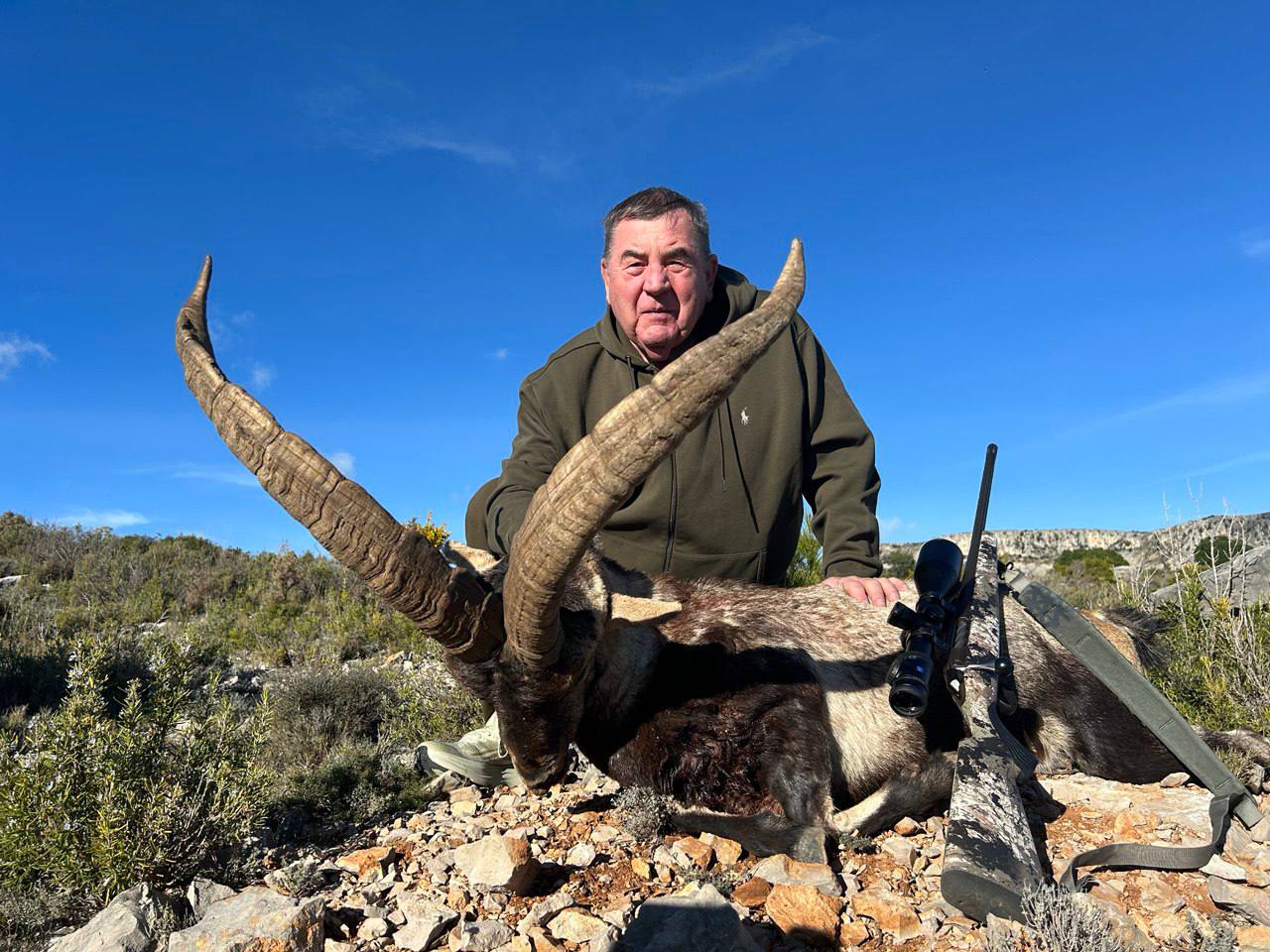 Vasily Shestakov with a hunting trophy in Spain