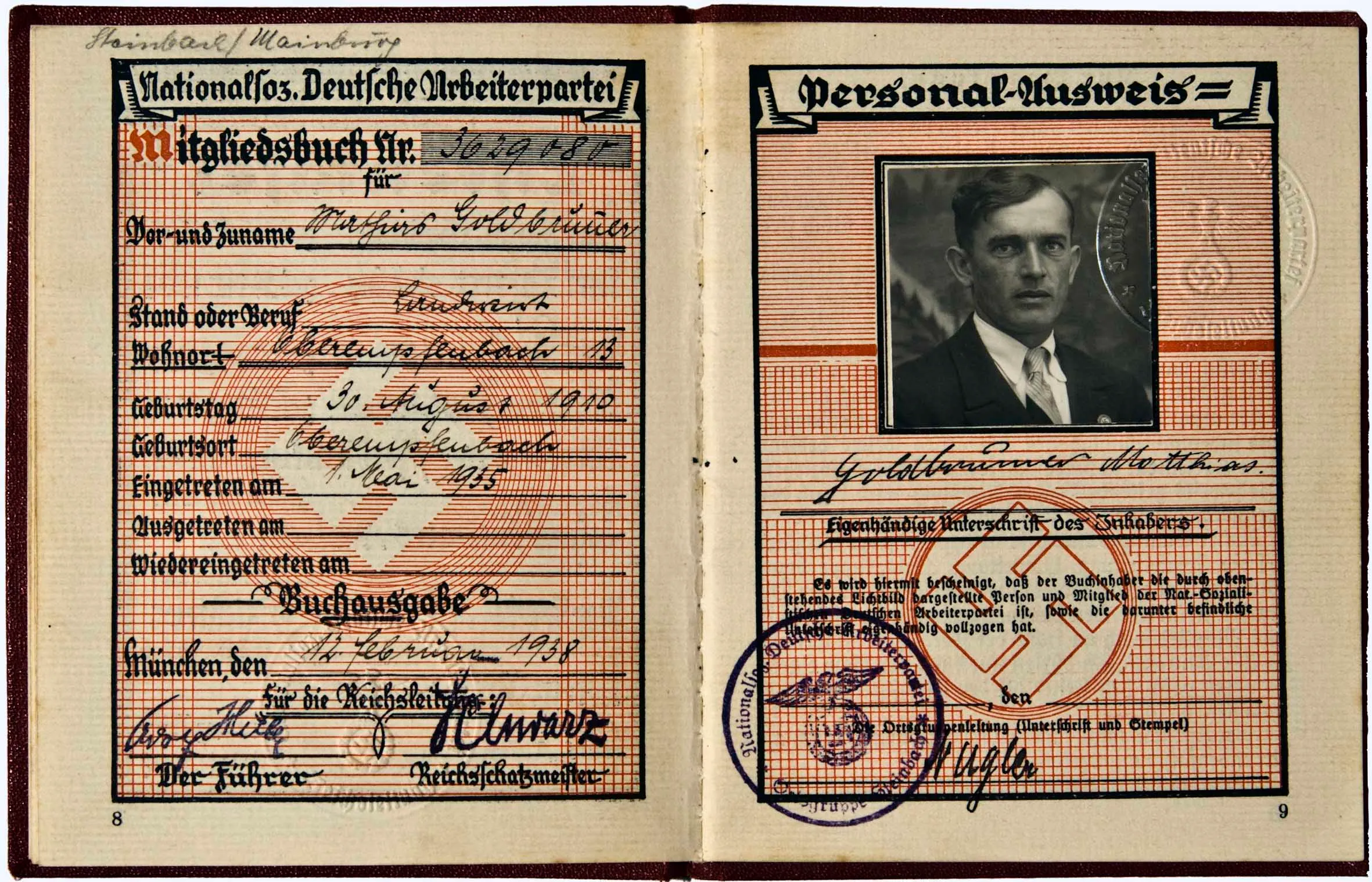 Партийный билет члена НСДАП